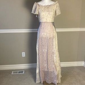 NWOT LoveShackFancy Silk Floral Patchwork Maxi Dress M 6